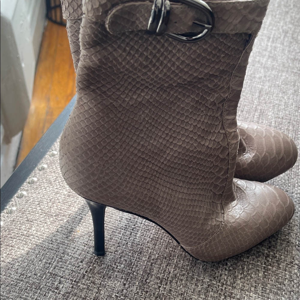 Via Spiga Taupe Textured Heeled Boots